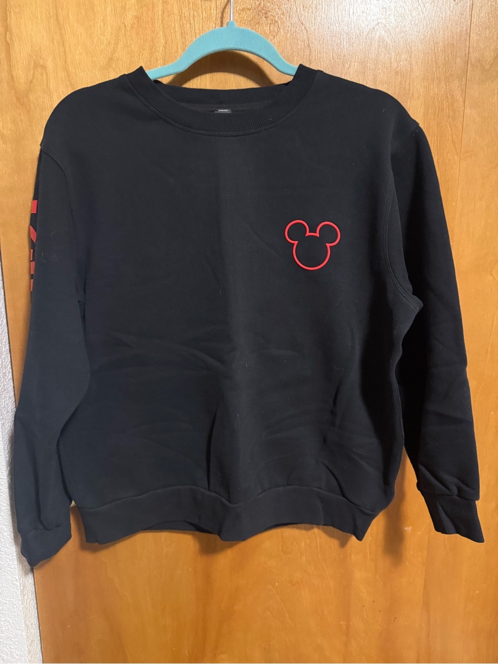 Lululemon Disney Black Crewneck Sweatshirt with Red Mickey Outline